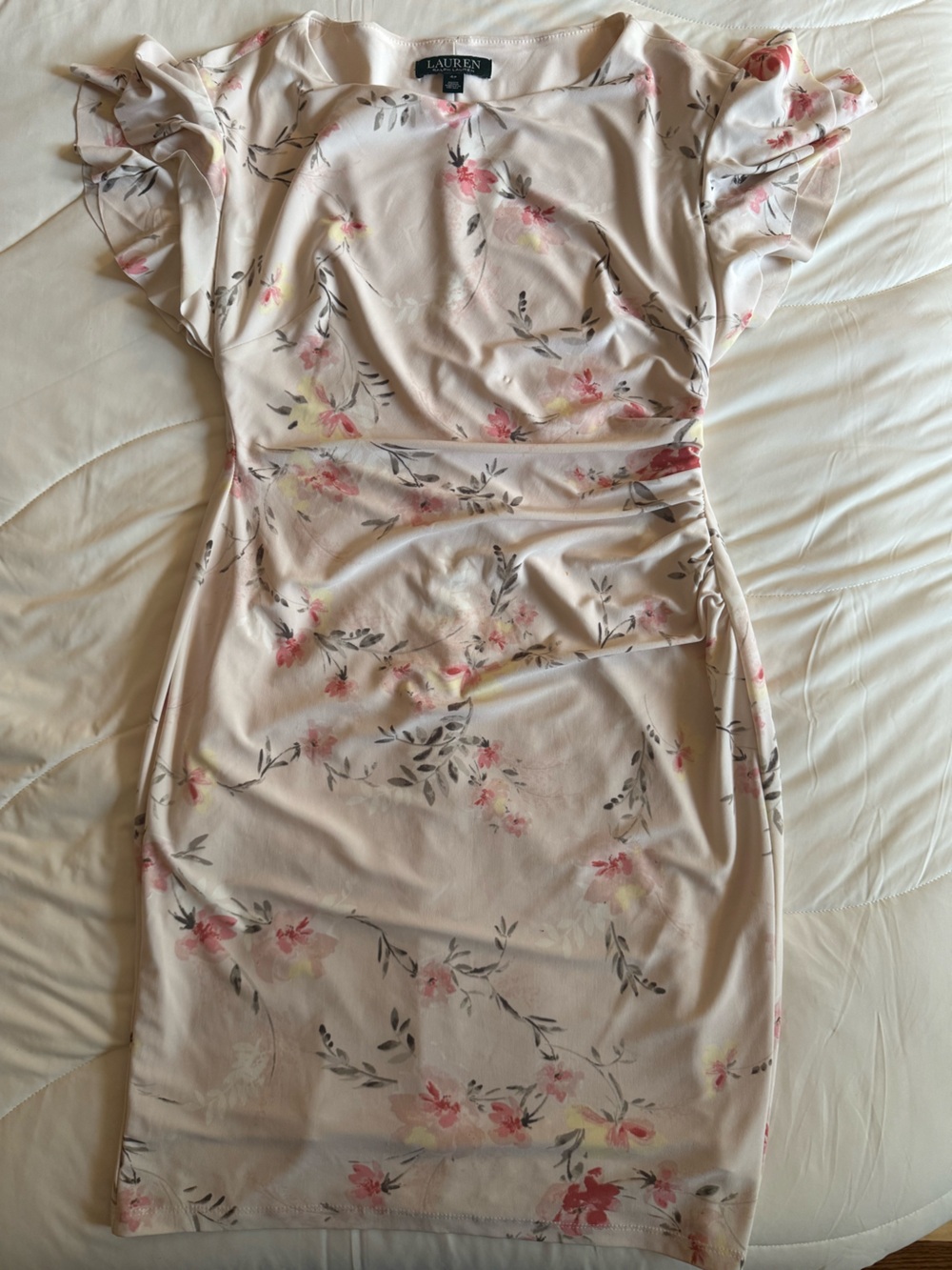 Lauren Ralph Lauren Pink Blush Floral Midi Dress (Size: 4P)